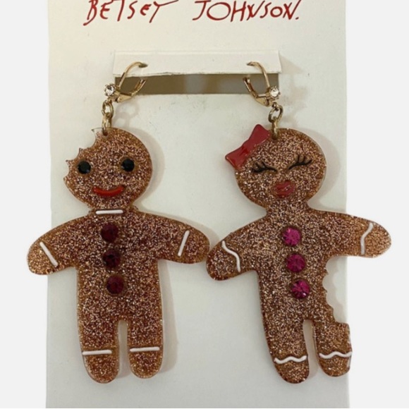 New Betsey Johnson Gingerbread Man & Lady Earrings - Picture 7 of 16